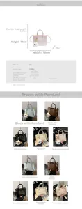 Detailed size specifications for minimalist PU leather bucket bag with multi-color options