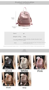 Detailed size chart for the large capacity PU leather travel backpack for women
