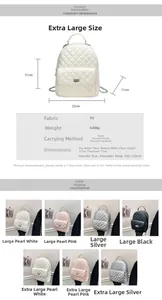 Detaillierte Größentabelle und Spezifikationen für gesteppten Rucksack aus PU-Leder