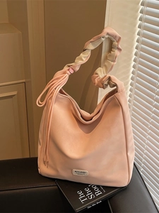 Pink minimalist hobo bag with large capacity and stylish ruched handle for women