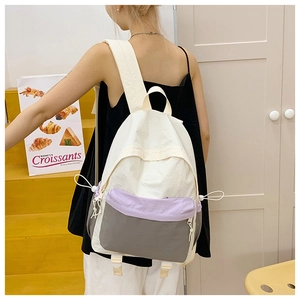 Outdoor waterproof backpack with color-blocking design and functional side drawstrings