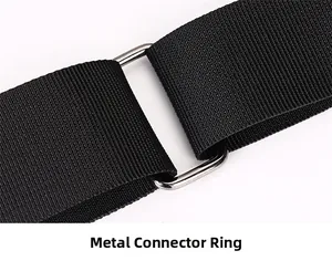 Detail of durable black nylon webbing and silver metal connector ring on chest bag