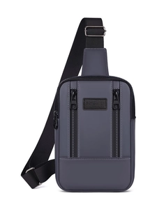 Waterproof washed denim chest bag in dark gray with SPORT logo and adjustable strap