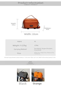 Detailed dimension guide for the nylon crossbody bag with 22x14x9cm size specifications