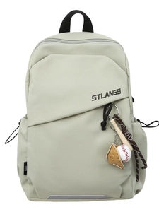 Borsa a tracolla minimalista grigio chiaro impermeabile con ciondolo baseball e tasca laterale