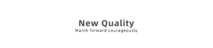 Minimalist white banner featuring New Quality and March forward courageously slogan