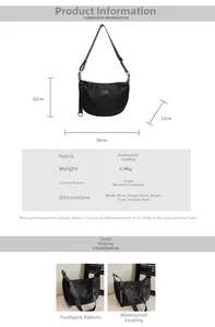 Waterproof crossbody bag dimensions 34x22x11cm in black functional nylon fabric