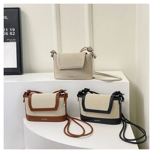 Detailed comparison of minimalist canvas and leather square bags in three neutral colors