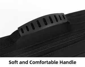 Detailed macro view of a flexible black bag handle featuring a non-slip breathable design