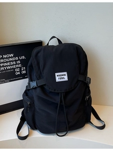 Women Large Capacity Canvas Backpack Korean Fashion School Bag With Drawstring Flap Closure Casual Outdoor Travel Rucksack