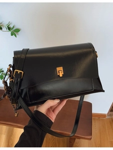 Sac Bandoulière Vintage en Cuir PU Ciré pour Femme Petit Sac Carré avec Fermoir Métallique Sac à Main de Mode Quotidienne