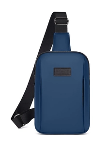 Waterproof blue sporty crossbody chest bag for men with adjustable nylon strap and logo