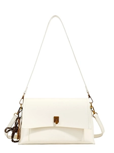 Sac bandoulière rétro en cuir huilé avec fermoir doré et bandoulière tissée