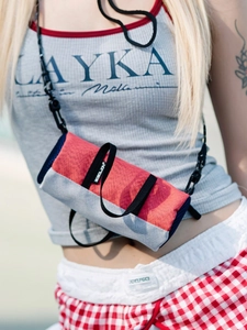 Mini Cylindrical Nylon Crossbody Bag For Women Outdoor Sports Running Phone Pouch Color Block Small Storage Shoulder Bag