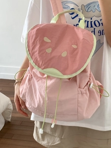 Cute Fruit Shaped Nylon Backpack For Women Dopamine Color Matching Students Schoolbag Load Reduction Watermelon Apple Travel Bag
