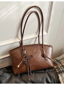 Borsa Tote Vintage da Donna in Pelle PU Testurizzata Borsa a Tracolla per Pendolarismo Casual Retro Grande con Pendente
