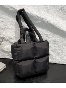 Damen Gesteppte Puffer Tragetasche Große Kapazität Nylon Gepolsterte Umhängetasche Casual Handtasche Einfarbig Modische Tasche