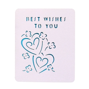 European laser-cut Best Wishes greeting card with elegant heart hollow design