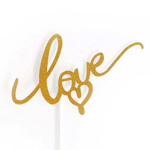 Glitter Laser Cut Paper Love Heart Cake Topper Romantic Cake Insert For Wedding Valentine Birthday Party Decoration