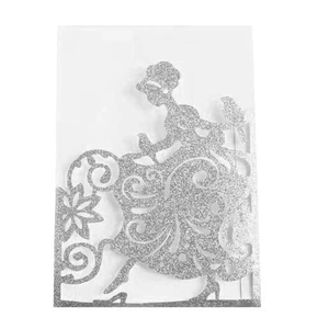 Carte d'Invitation de Mariage Découpe Laser Européenne Élégante Dame Oiseau Silhouette Paillettes Invitation Évidée Fête