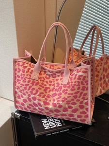 Trendy Leopard Print Large Capacity Canvas Tote Bag For Women Fashion Shoulder Underarm Handbag For Daily Shopping Commute