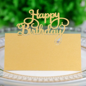 Glitter gold Happy Birthday laser-cut table name card for birthday party table setting