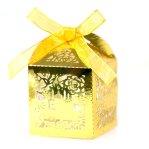 Laser Cut Hollow Star Moon Palace Gift Candy Favor Holders Pearlescent Paper Ribbon Wedding Eid Mubarak Ramadan Party