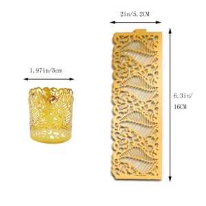 Detailed dimensions of gold leaf hollow paper napkin ring for wedding table decor
