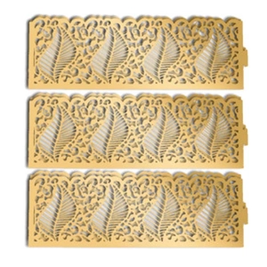 Three-piece set of gold leaf and vine hollow laser-cut mirror paper napkin rings