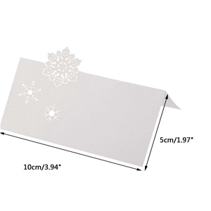 White laser-cut snowflake place cards for Christmas wedding table decor 10x5cm