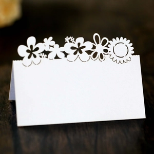 Laser Cut Sunflower Wedding Place Cards Pearlescent Paper Elegant Table Name Cards For Banquet Party Event Decoration