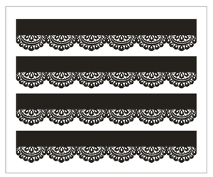 Black laser-cut lace borders with semi-circle patterns for festive party decoration
