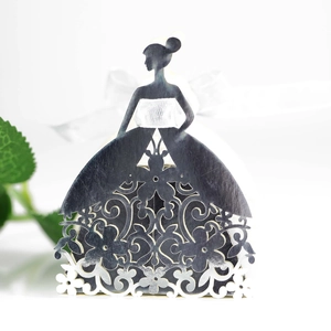 Detail of laser cut flower pattern on black girl dress silhouette candy gift box