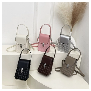 Mini crossbody bags with woven texture and top handles in various stylish colors