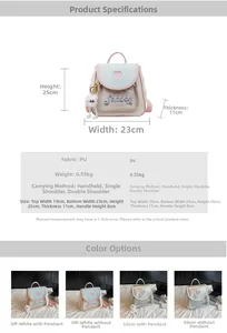 Detail view of the mini PU leather backpack dimensions with cute heart embroidery