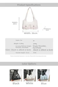 Size guide for PU leather shoulder bag with dimensions 36x20x6cm and strap height 31cm