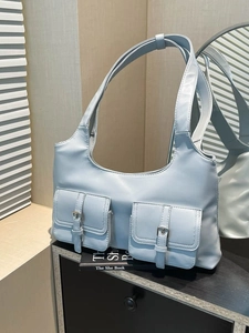 Sac à Épaule Femme en Cuir PU Style Workwear Vintage Sac Cabas Grande Capacité Avec Doubles Poches Avant Sac à Main de Navette