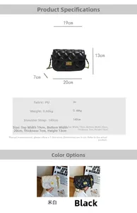 Quilted crossbody bag dimensions showing size 20cm x 13cm with chain strap details