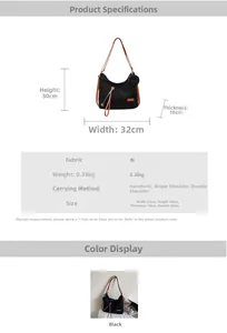 Detailed dimension chart for large black canvas tote bag showing size and strap length