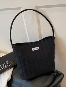 Women Minimalist Pleated Canvas Shoulder Bag Ruched Bucket Underarm Bag Large Capacity Casual Tote Handbag Daily Travel