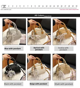 Boston bags with lychee texture and pearl lace bow charms in six assorted colors