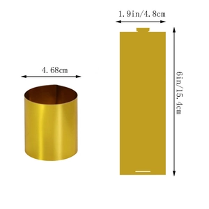 Detailed dimension guide for sparkling gold napkin rings showing flat and round shapes