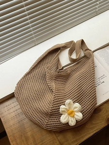Grand sac fourre-tout au crochet avec décoration de tournesol pour les vacances d'été