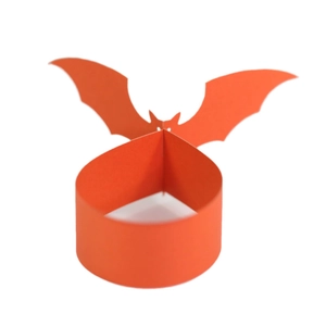 Laser-cut orange bat paper napkin rings for Halloween party table decorations