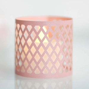 Pink pearlescent hollow grid paper candle lamp shade for wedding and party decor