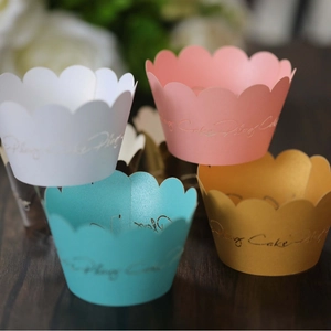 Elegantes envoltorios para cupcakes corte láser blanco rosa azul oro para fiestas