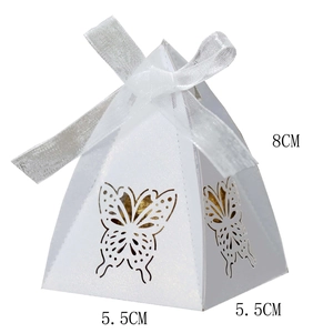 Detail of laser-cut butterfly gift box with dimensions 8cm height and 5.5cm base