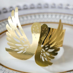 Golden swan laser-cut napkin ring with mirror finish for elegant wedding table decor