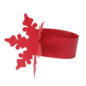 Red paper snowflake napkin ring with fine texture for Christmas table decoration