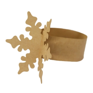 Brown kraft paper snowflake napkin ring with rustic design for Christmas table setting